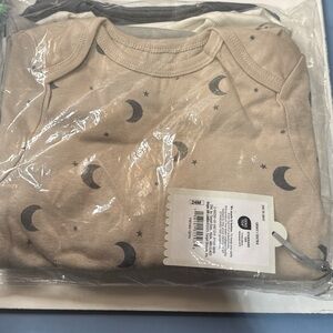Cloud Island Tan Bodysuit with Moon and Star Print